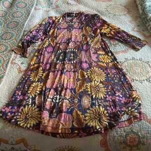 Free people Loose Floral Casual Dress Size XS 3/4 Sleeves Rayon